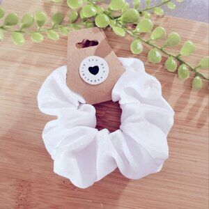 New White Velvet Scrunchie
